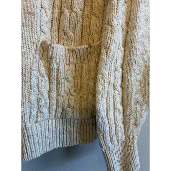 VTG 80s IZOD Cable Knit Shawl Collar Cardigan Grandpa Chunky Fisherman Sweater M - Picture 16 of 16